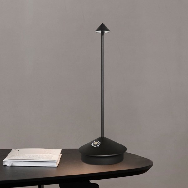 Lampe de table gris foncé avec LED rechargeable avec variateur tactile -  Renata